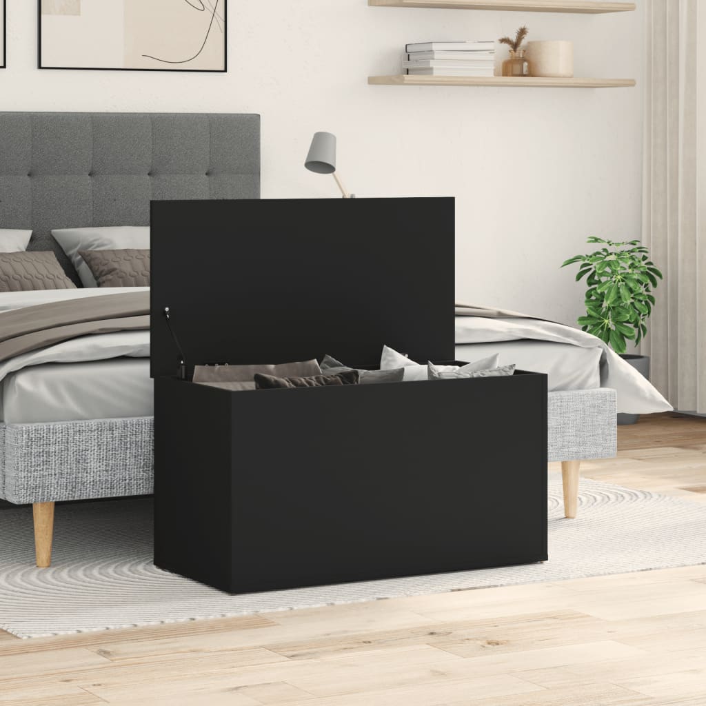 vidaXL Cufăr de depozitare, negru, 84x42x46 cm, lemn compozit vidaXL Cufăr de depozitare, negru, 84x42x46 cm, lemn compozit