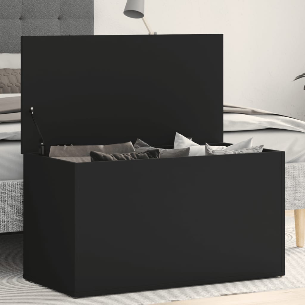 vidaXL Cufăr de depozitare, negru, 84x42x46 cm, lemn compozit vidaXL Cufăr de depozitare, negru, 84x42x46 cm, lemn compozit