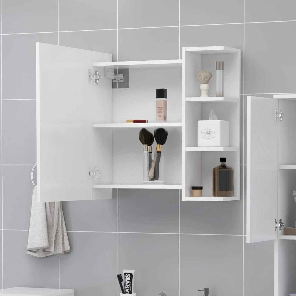 vidaXL Dulap de baie cu oglindă, alb, 62,5x20,5x64 cm, lemn prelucrat vidaXL Dulap de baie cu oglindă, alb, 62,5x20,5x64 cm, lemn prelucrat