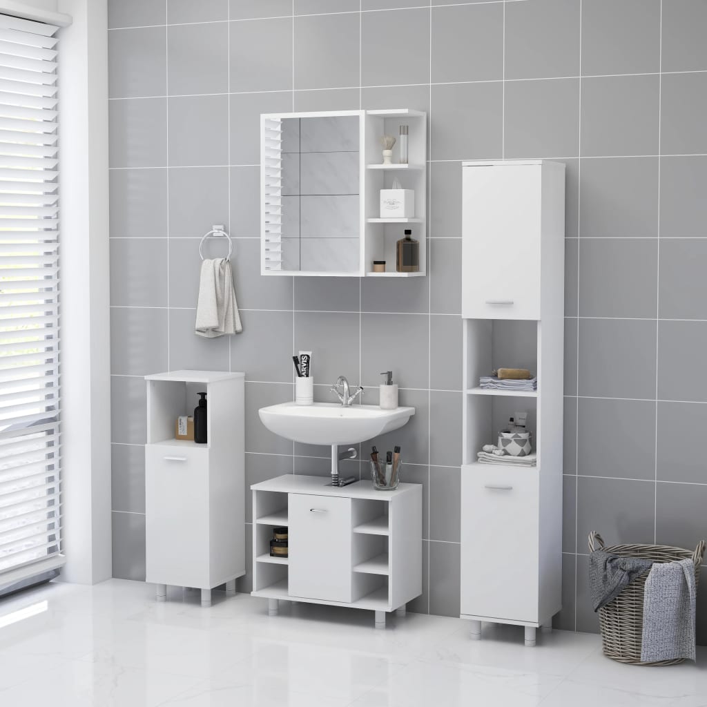 vidaXL Dulap de baie cu oglindă, alb, 62,5x20,5x64 cm, lemn prelucrat vidaXL Dulap de baie cu oglindă, alb, 62,5x20,5x64 cm, lemn prelucrat