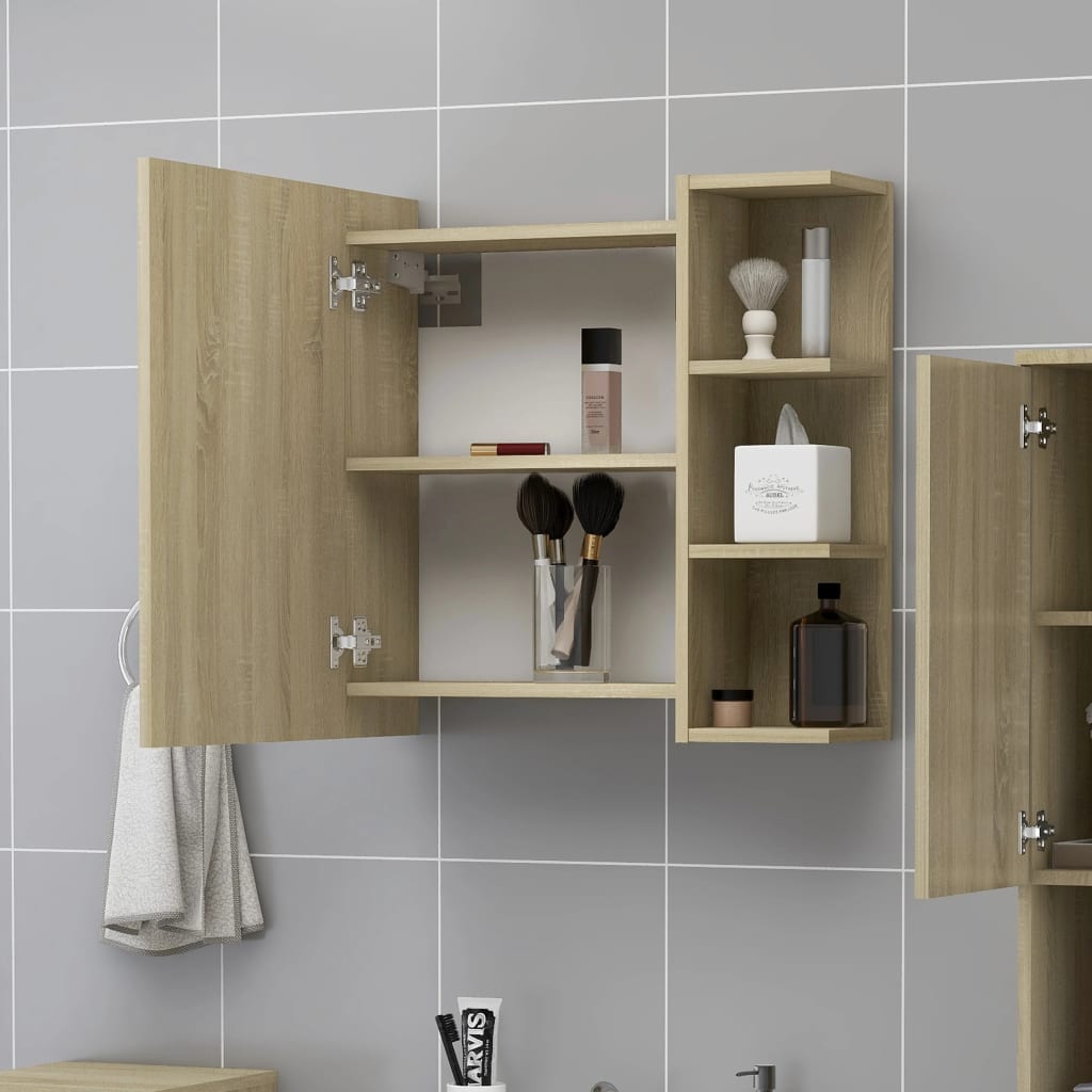 vidaXL Dulap baie cu oglindă, stejar Sonoma, 62,5x20,5x64 cm vidaXL Dulap baie cu oglindă, stejar Sonoma, 62,5x20,5x64 cm
