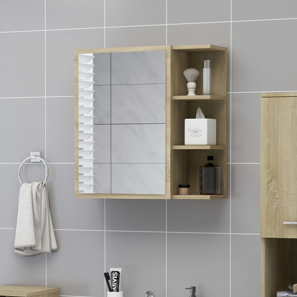 vidaXL Dulap baie cu oglindă, stejar Sonoma, 62,5x20,5x64 cm vidaXL Dulap baie cu oglindă, stejar Sonoma, 62,5x20,5x64 cm