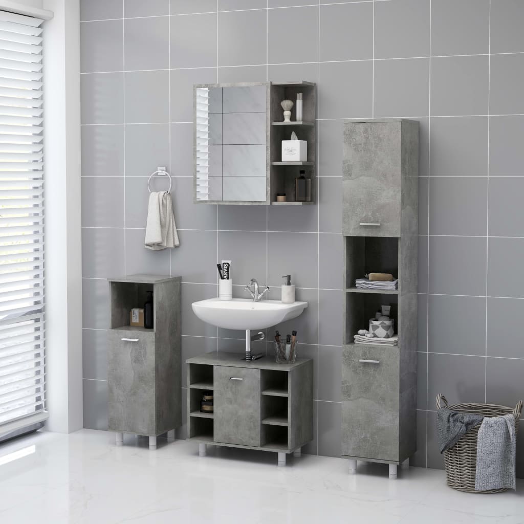vidaXL Dulap de baie cu oglindă, gri beton, 62,5 x 20,5 x 64 cm vidaXL Dulap de baie cu oglindă, gri beton, 62,5 x 20,5 x 64 cm