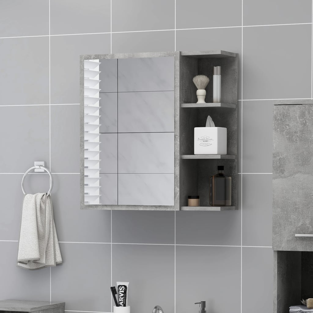 vidaXL Dulap de baie cu oglindă, gri beton, 62,5 x 20,5 x 64 cm vidaXL Dulap de baie cu oglindă, gri beton, 62,5 x 20,5 x 64 cm