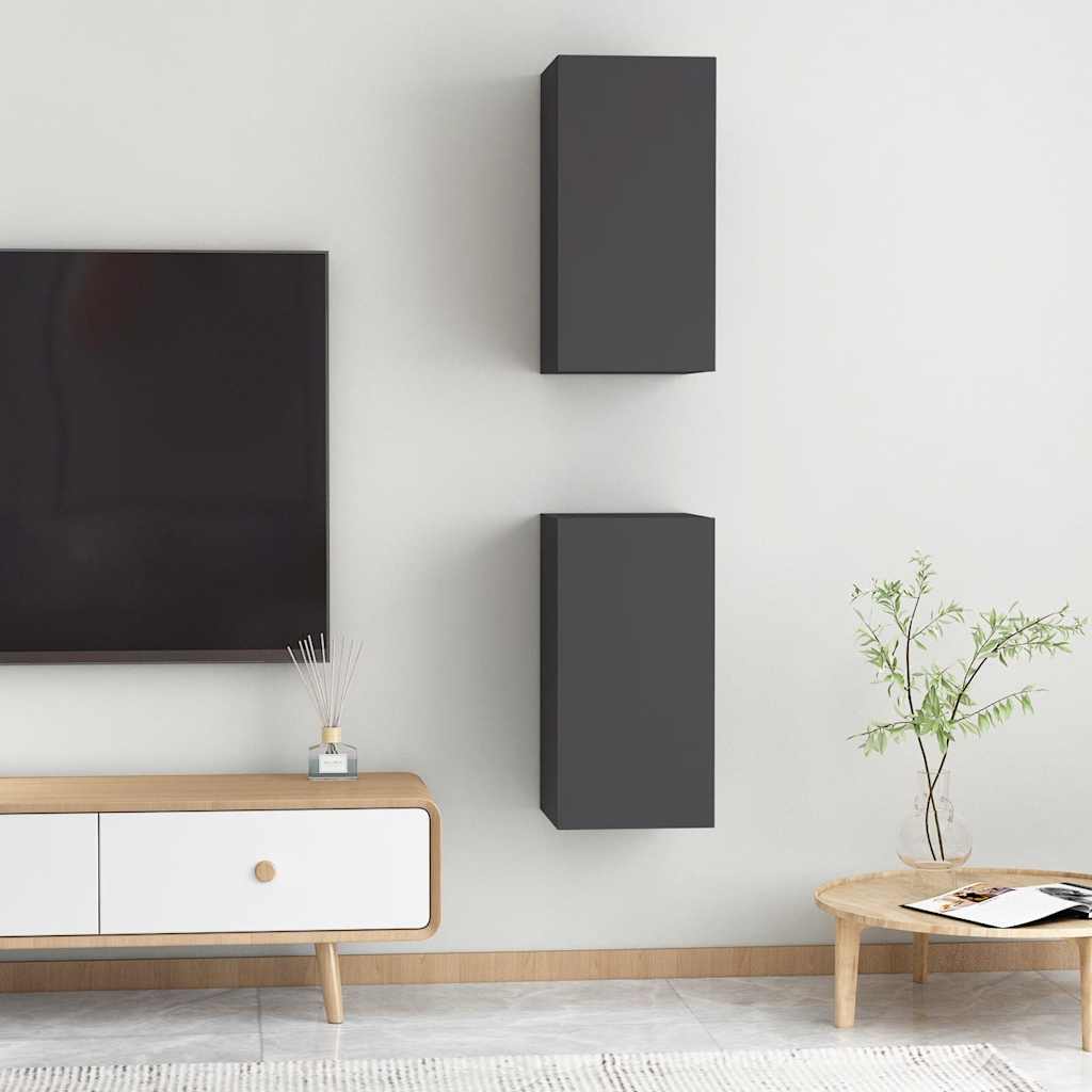 vidaXL Comode TV, 2 buc., gri, 30,5x30x60 cm, lemn prelucrat
