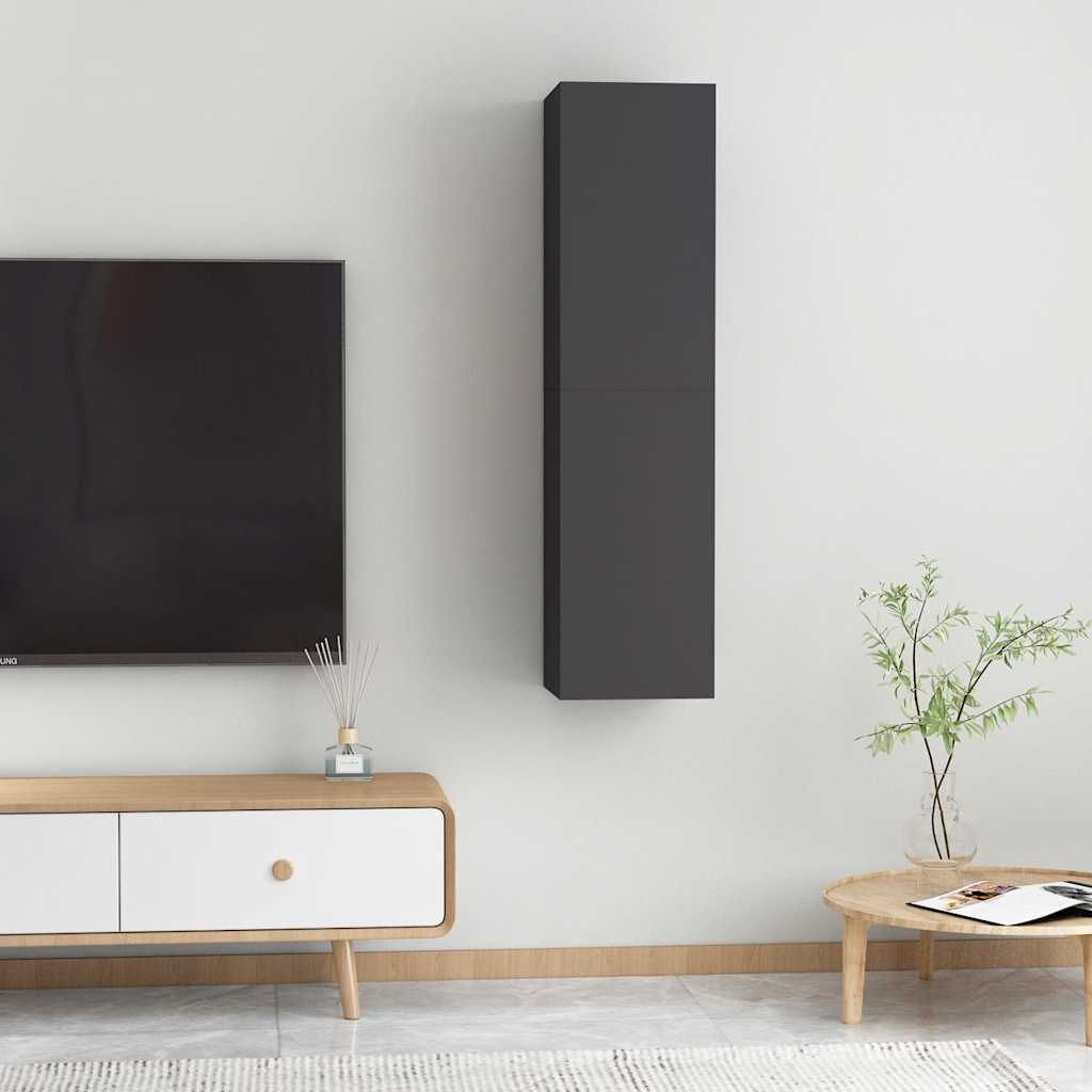 vidaXL Comode TV, 2 buc., gri, 30,5x30x60 cm, lemn prelucrat
