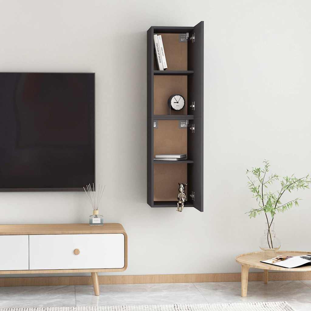 vidaXL Comode TV, 2 buc., gri, 30,5x30x60 cm, lemn prelucrat