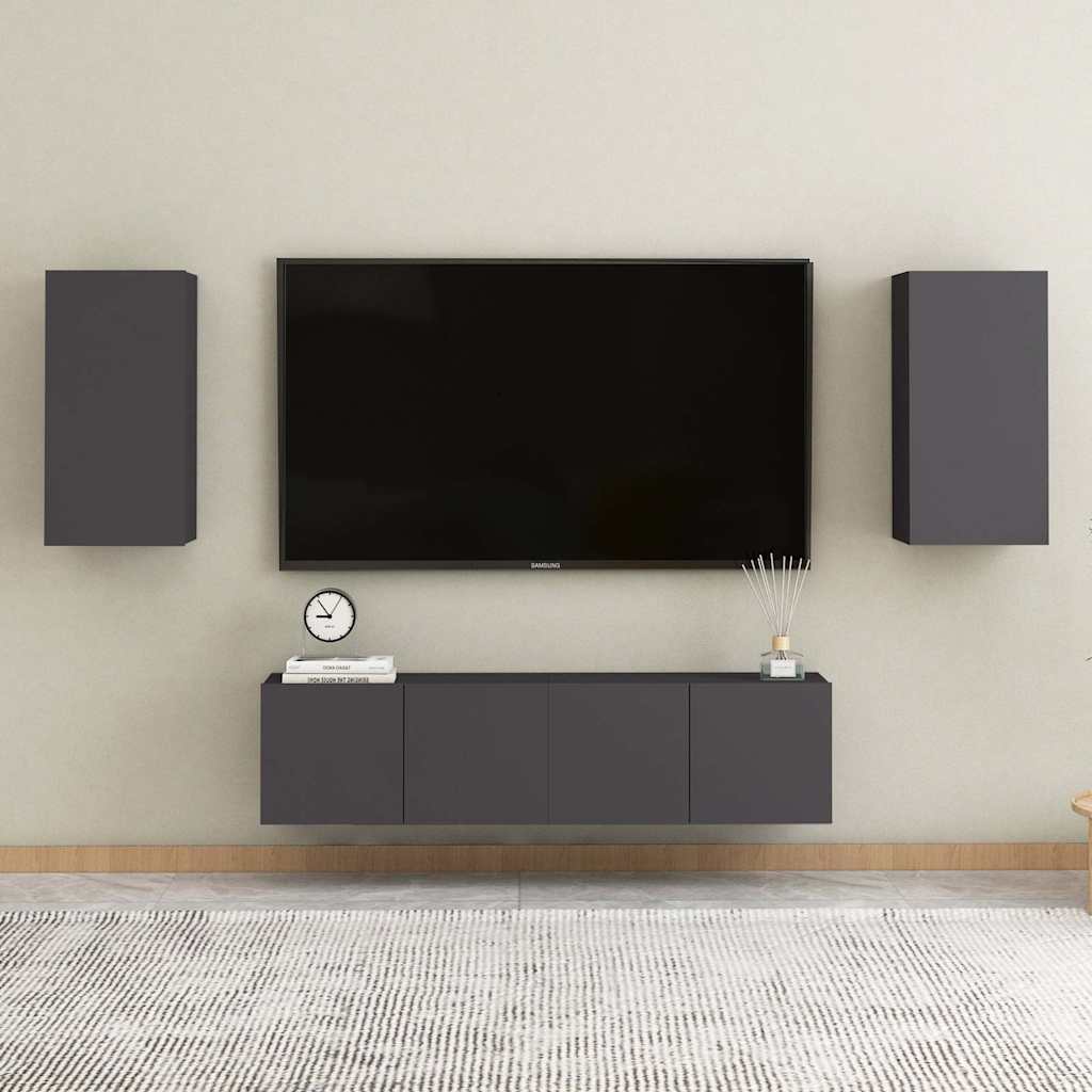 vidaXL Comode TV, 2 buc., gri, 30,5x30x60 cm, lemn prelucrat