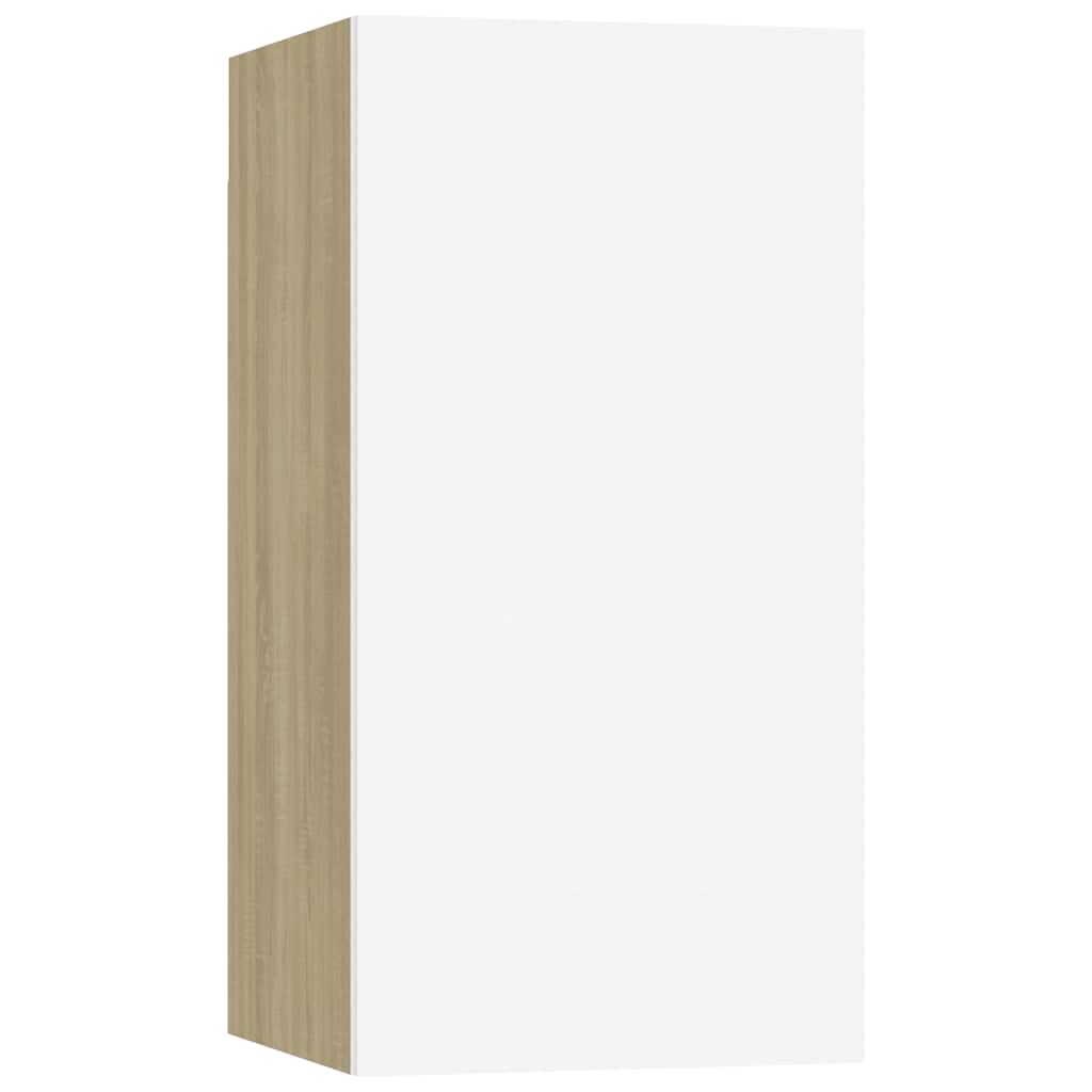 vidaXL Comodă TV, alb și stejar Sonoma, 30,5x30x60 cm, lemn prelucrat