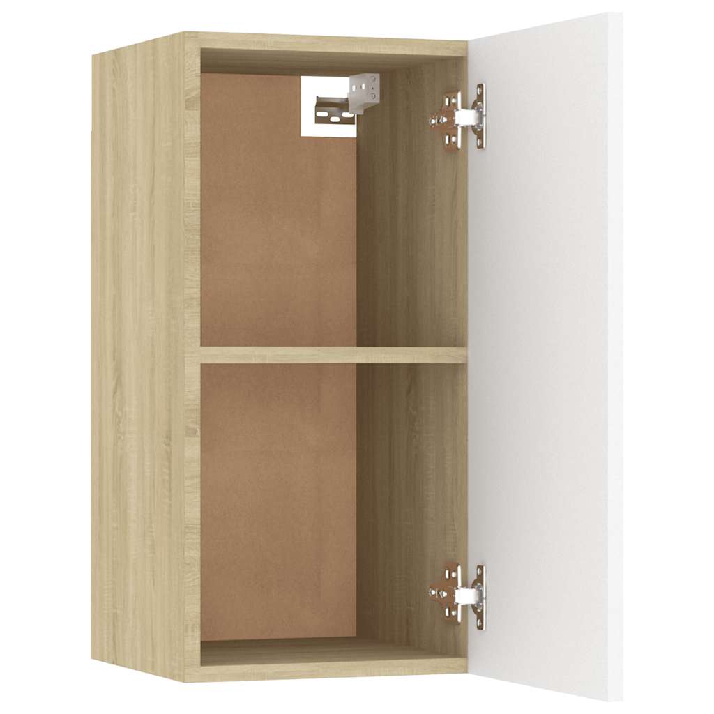 vidaXL Comodă TV, alb și stejar Sonoma, 30,5x30x60 cm, lemn prelucrat