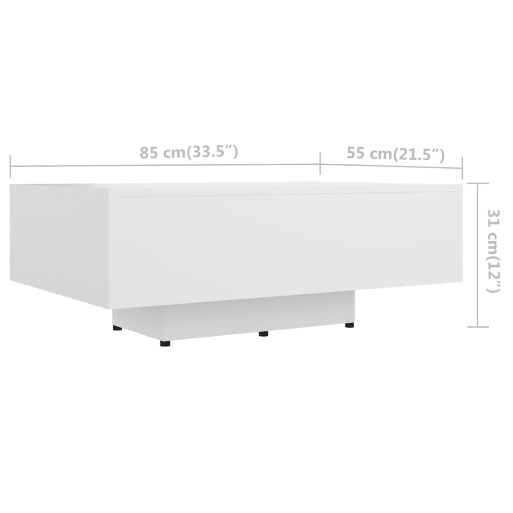 vidaXL Măsuță de cafea, alb, 85x55x31 cm, lemn prelucrat