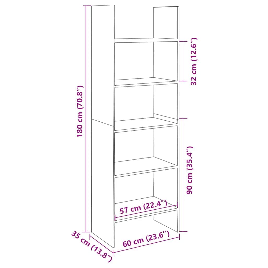 vidaXL Bibliotecă, alb, 60x35x180 cm, lemn prelucrat vidaXL Bibliotecă, alb, 60x35x180 cm, lemn prelucrat