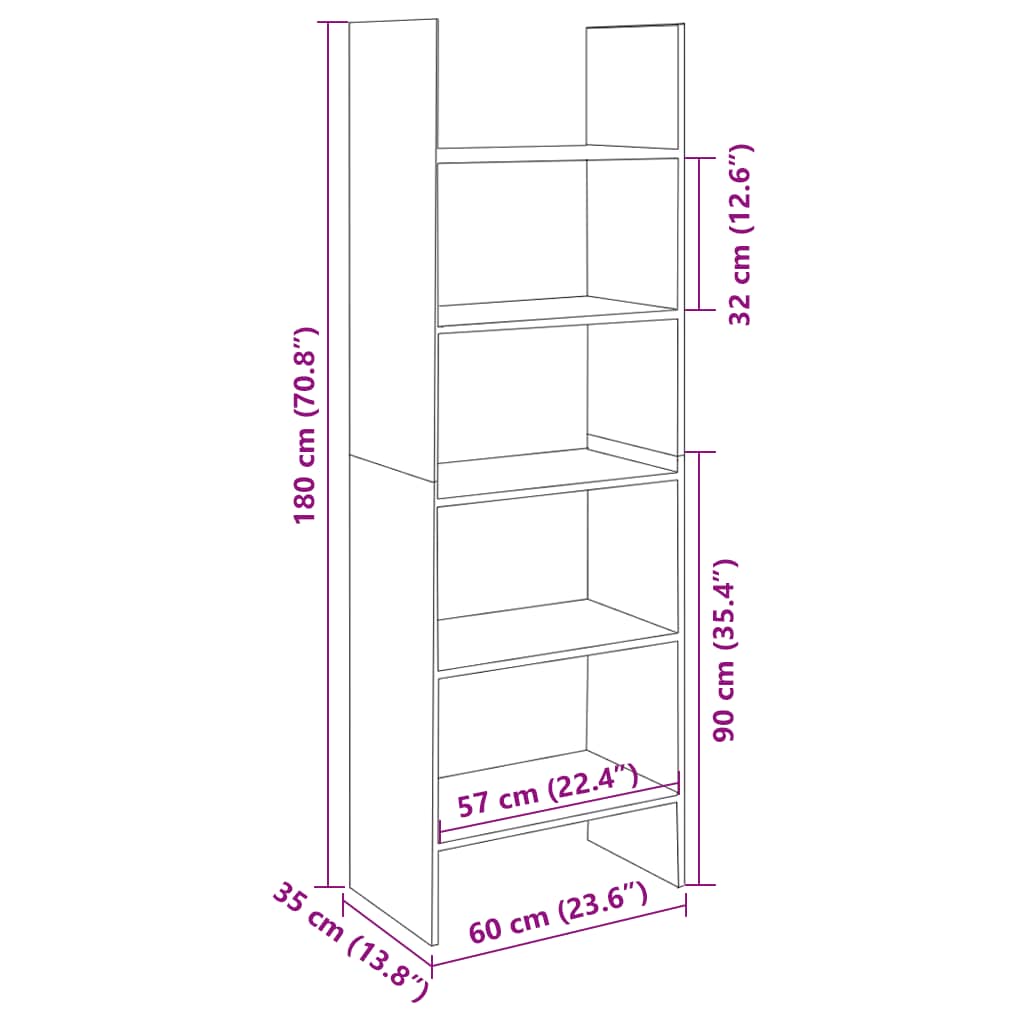 vidaXL Bibliotecă, gri beton, 60x35x180 cm, lemn prelucrat vidaXL Bibliotecă, gri beton, 60x35x180 cm, lemn prelucrat