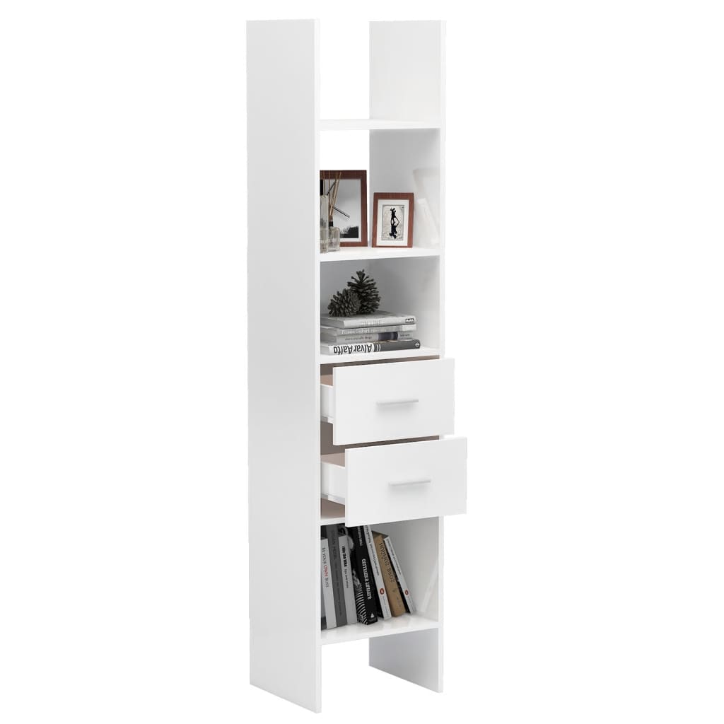 vidaXL Bibliotecă, alb extralucios, 40x35x180 cm, lemn prelucrat vidaXL Bibliotecă, alb extralucios, 40x35x180 cm, lemn prelucrat