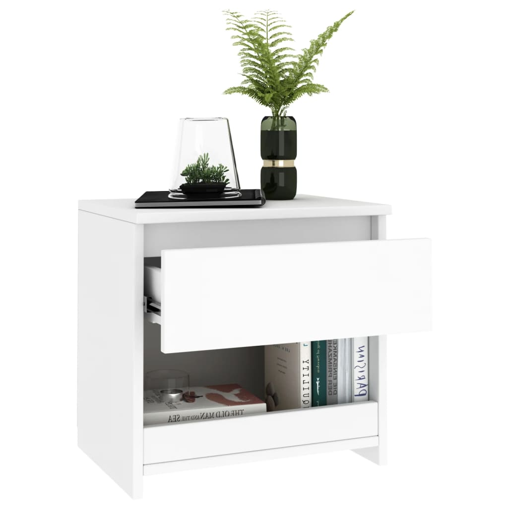 vidaXL Noptiere, 2 buc., alb, 40x30x39 cm, lemn prelucrat