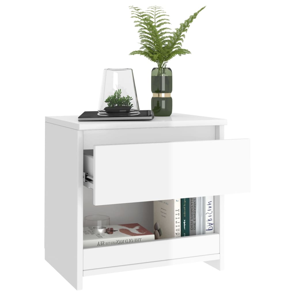 vidaXL Noptiere, 2 buc., alb extralucios, 40x30x39 cm, lemn prelucrat vidaXL Noptiere, 2 buc., alb extralucios, 40x30x39 cm, lemn prelucrat