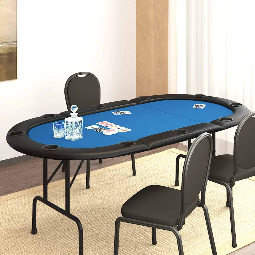 vidaXL Masă de poker pliabilă, 10 jucători, albastru, 207x106x76 cm vidaXL Masă de poker pliabilă, 10 jucători, albastru, 207x106x76 cm