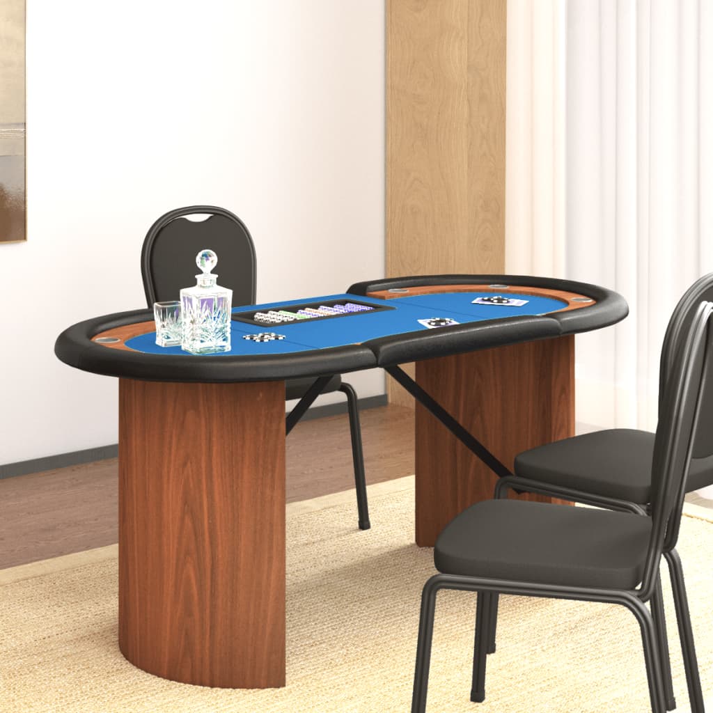 vidaXL Masă de poker 10 jucători, tavă jetoane, albastru, 160x80x75 cm vidaXL Masă de poker 10 jucători, tavă jetoane, albastru, 160x80x75 cm