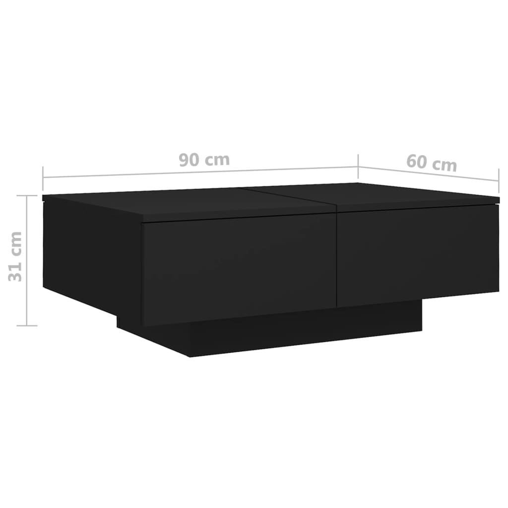 vidaXL Măsuță de cafea, negru, 90x60x31 cm, lemn prelucrat