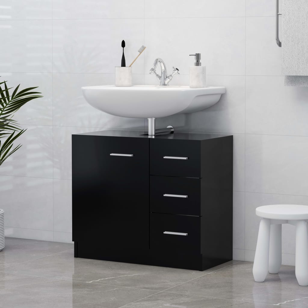 vidaXL Mască de chiuvetă, negru, 63 x 30 x 54 cm, PAL vidaXL Mască de chiuvetă, negru, 63 x 30 x 54 cm, PAL