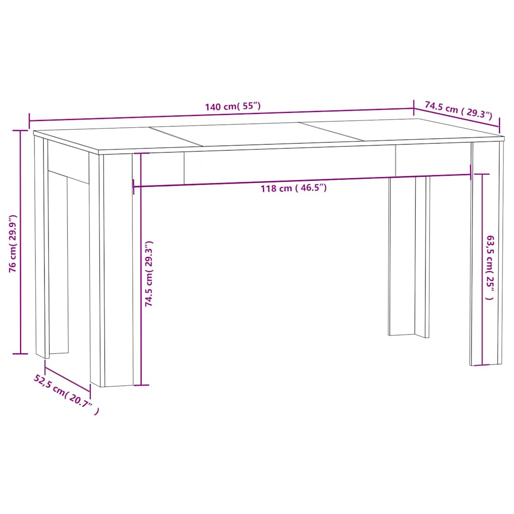 vidaXL Masă de sufragerie stejar Sonoma 140x74,5x76 cm lemn prelucrat