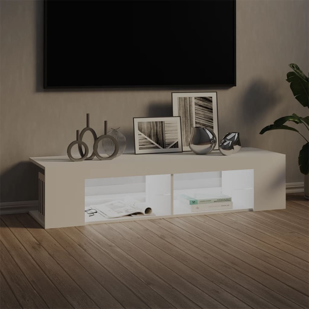 vidaXL Comodă TV cu lumini LED, alb, 135x39x30 cm vidaXL Comodă TV cu lumini LED, alb, 135x39x30 cm