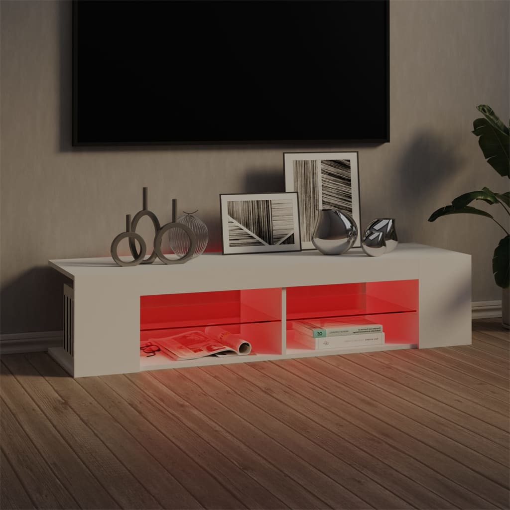 vidaXL Comodă TV cu lumini LED, alb, 135x39x30 cm vidaXL Comodă TV cu lumini LED, alb, 135x39x30 cm