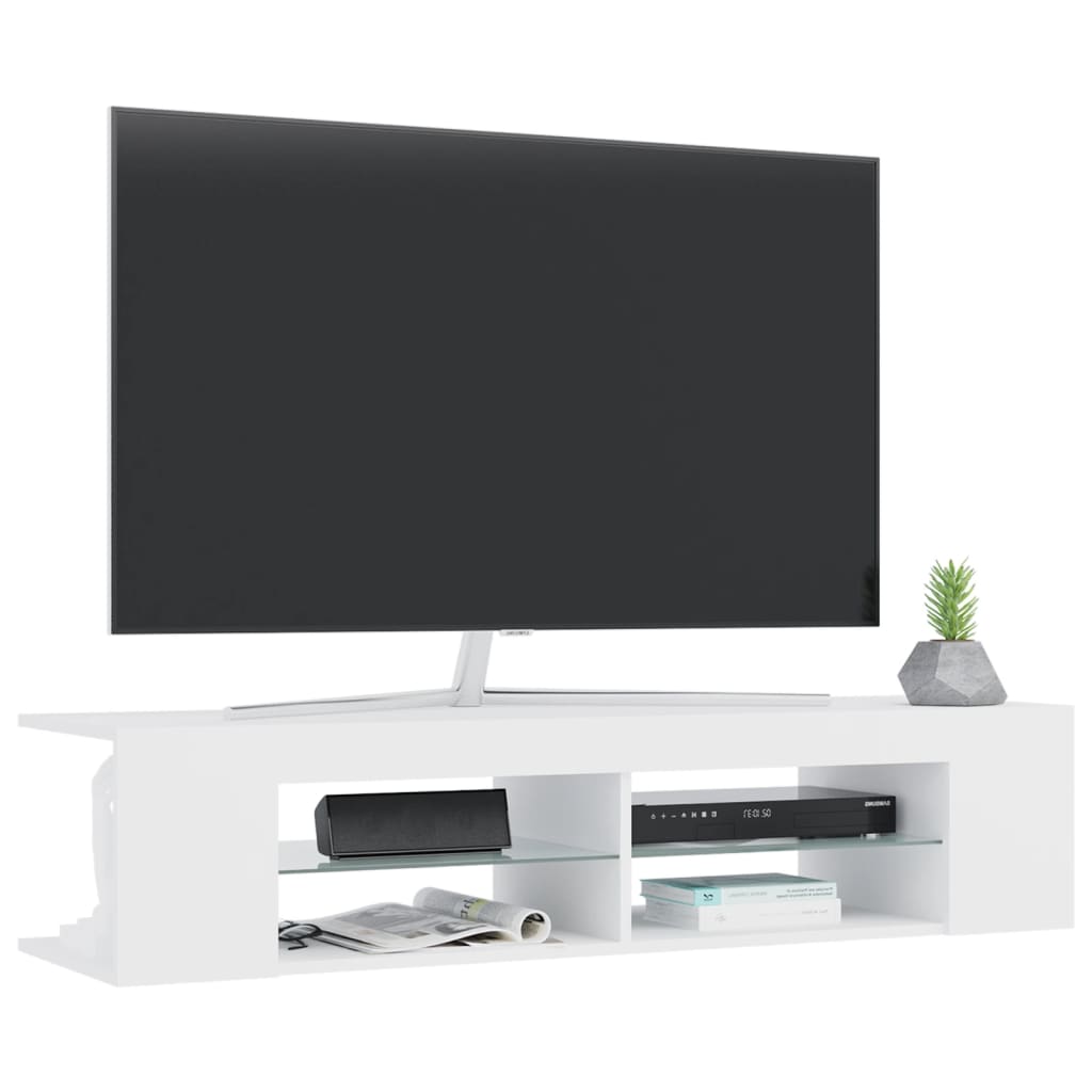 vidaXL Comodă TV cu lumini LED, alb, 135x39x30 cm vidaXL Comodă TV cu lumini LED, alb, 135x39x30 cm
