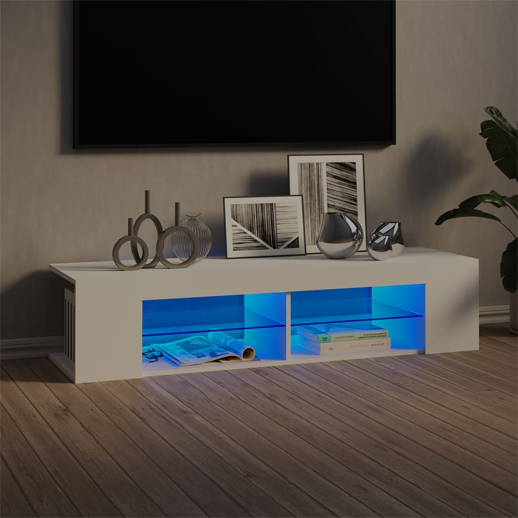 vidaXL Comodă TV cu lumini LED, alb, 135x39x30 cm vidaXL Comodă TV cu lumini LED, alb, 135x39x30 cm