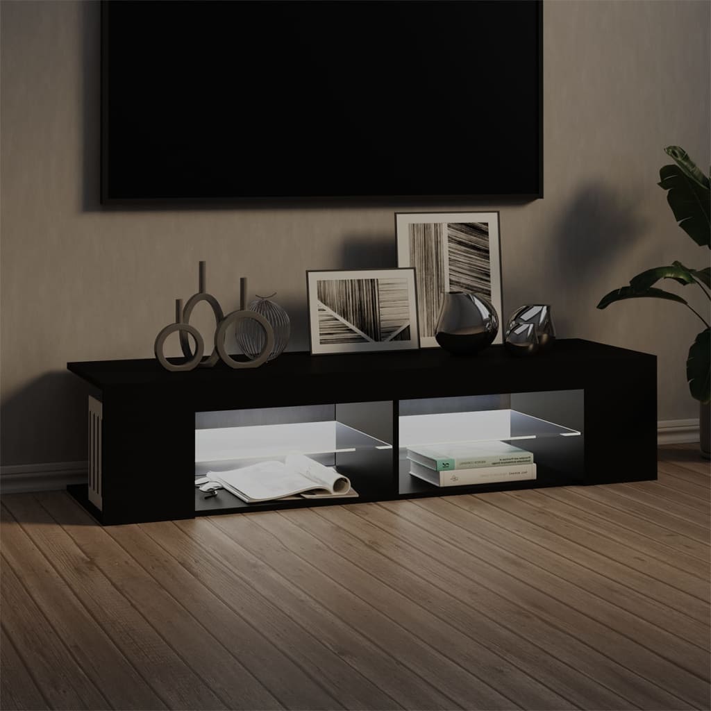 vidaXL Comodă TV cu lumini LED, negru, 135x39x30 cm vidaXL Comodă TV cu lumini LED, negru, 135x39x30 cm