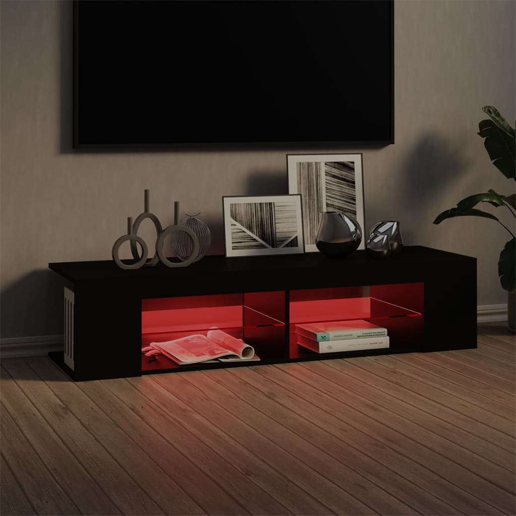 vidaXL Comodă TV cu lumini LED, negru, 135x39x30 cm vidaXL Comodă TV cu lumini LED, negru, 135x39x30 cm