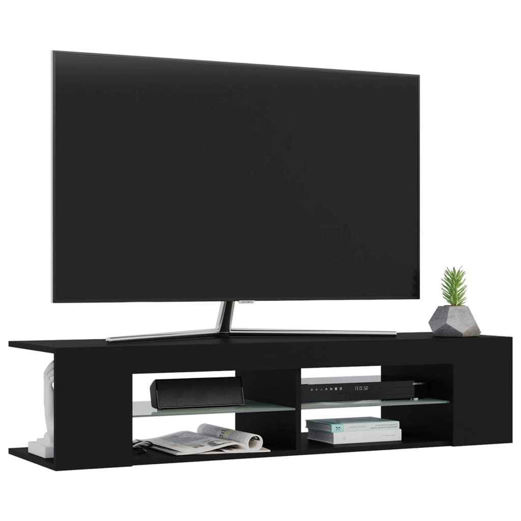 vidaXL Comodă TV cu lumini LED, negru, 135x39x30 cm vidaXL Comodă TV cu lumini LED, negru, 135x39x30 cm