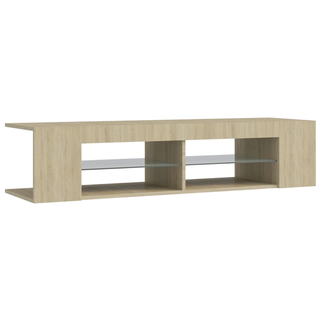 vidaXL Comodă TV cu lumini LED, stejar Sonoma, 135x39x30 cm