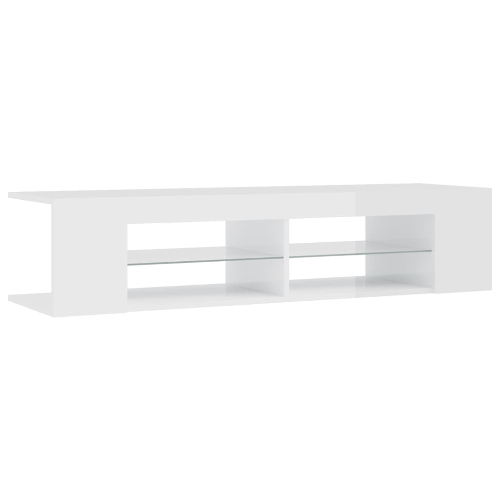 vidaXL Comodă TV cu lumini LED, alb extralucios, 135x39x30 cm vidaXL Comodă TV cu lumini LED, alb extralucios, 135x39x30 cm