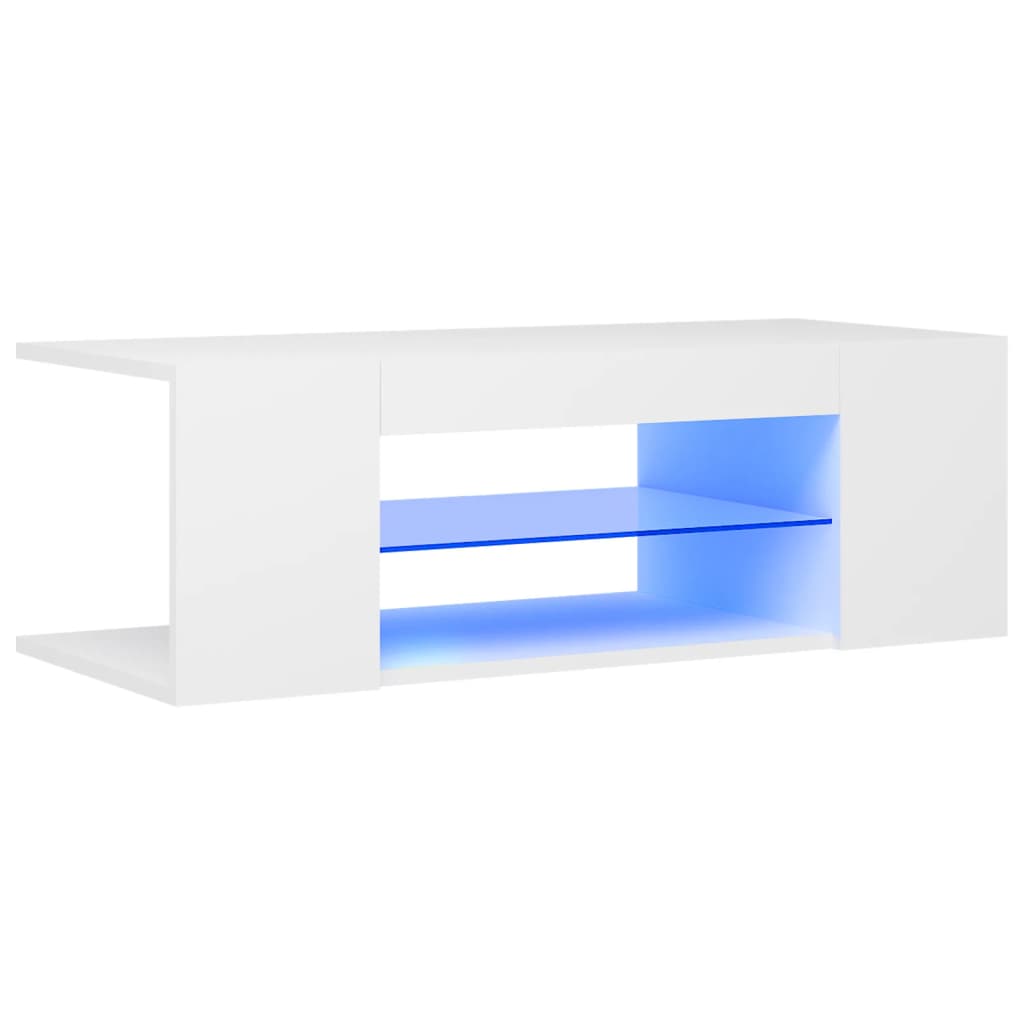vidaXL Comodă TV cu lumini LED, alb, 90x39x30 cm vidaXL Comodă TV cu lumini LED, alb, 90x39x30 cm