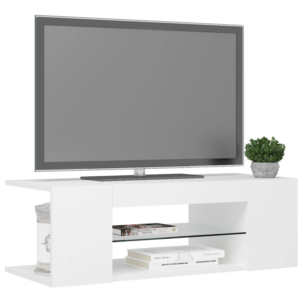 vidaXL Comodă TV cu lumini LED, alb, 90x39x30 cm vidaXL Comodă TV cu lumini LED, alb, 90x39x30 cm