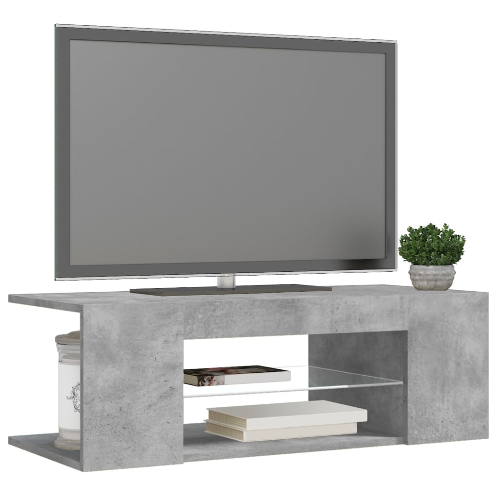 vidaXL Comodă TV cu lumini LED, gri beton, 90x39x30 cm