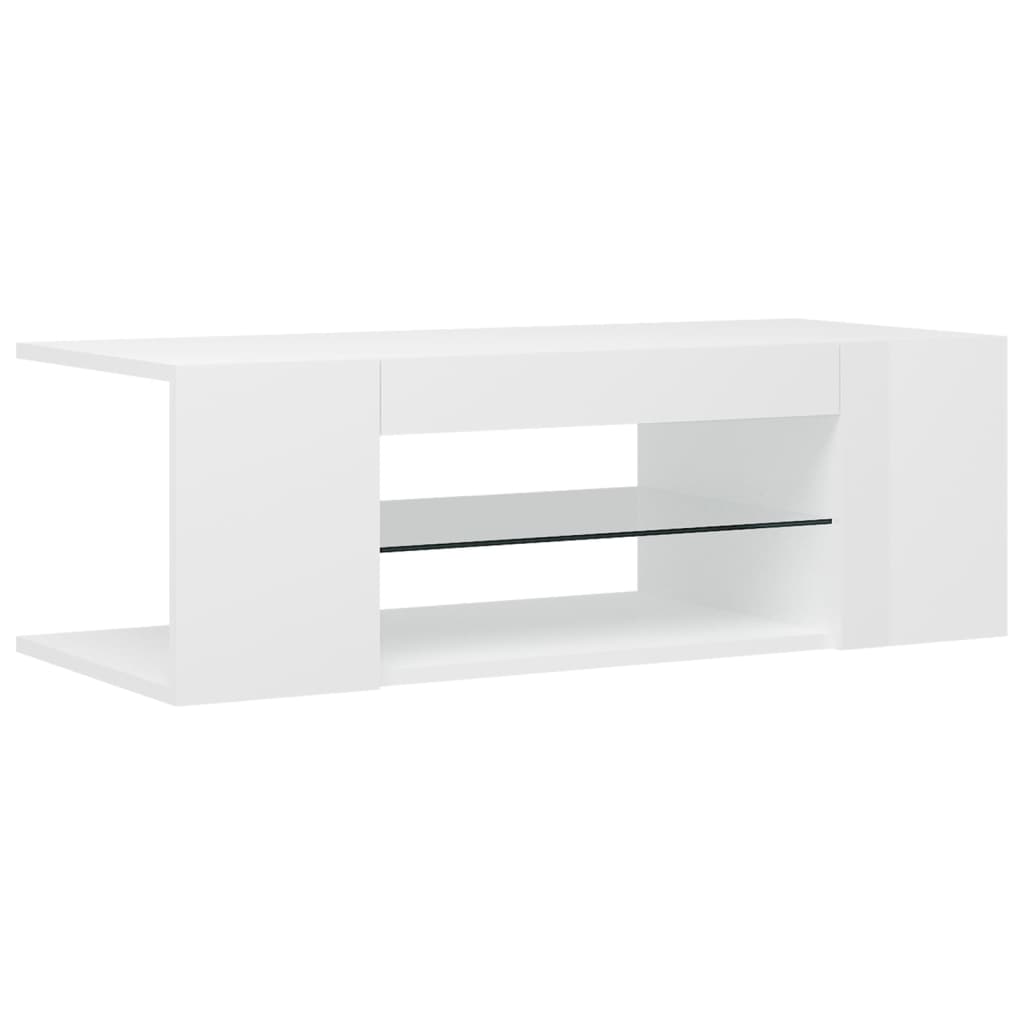 vidaXL Comodă TV cu lumini LED, alb extralucios, 90x39x30 cm vidaXL Comodă TV cu lumini LED, alb extralucios, 90x39x30 cm
