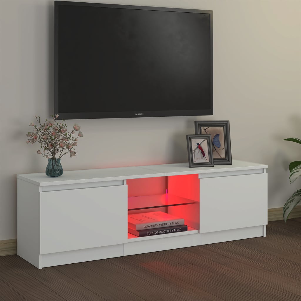 vidaXL Comodă TV cu lumini LED, alb, 120x30x36 cm vidaXL Comodă TV cu lumini LED, alb, 120x30x36 cm