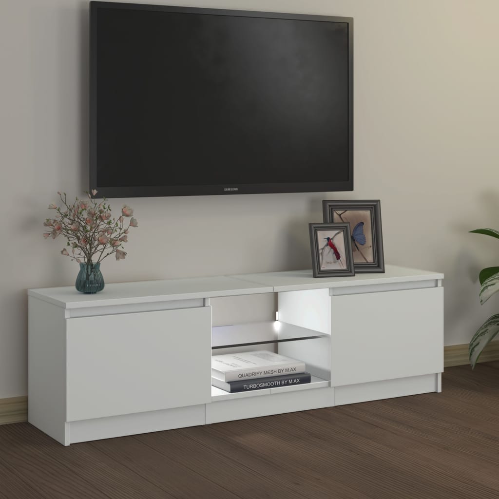 vidaXL Comodă TV cu lumini LED, alb, 120x30x36 cm vidaXL Comodă TV cu lumini LED, alb, 120x30x36 cm