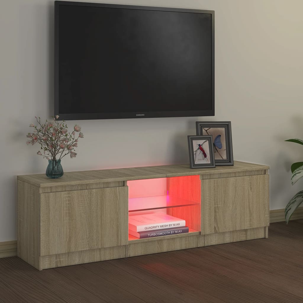 vidaXL Comodă TV cu lumini LED, stejar sonoma, 120x30x36 cm