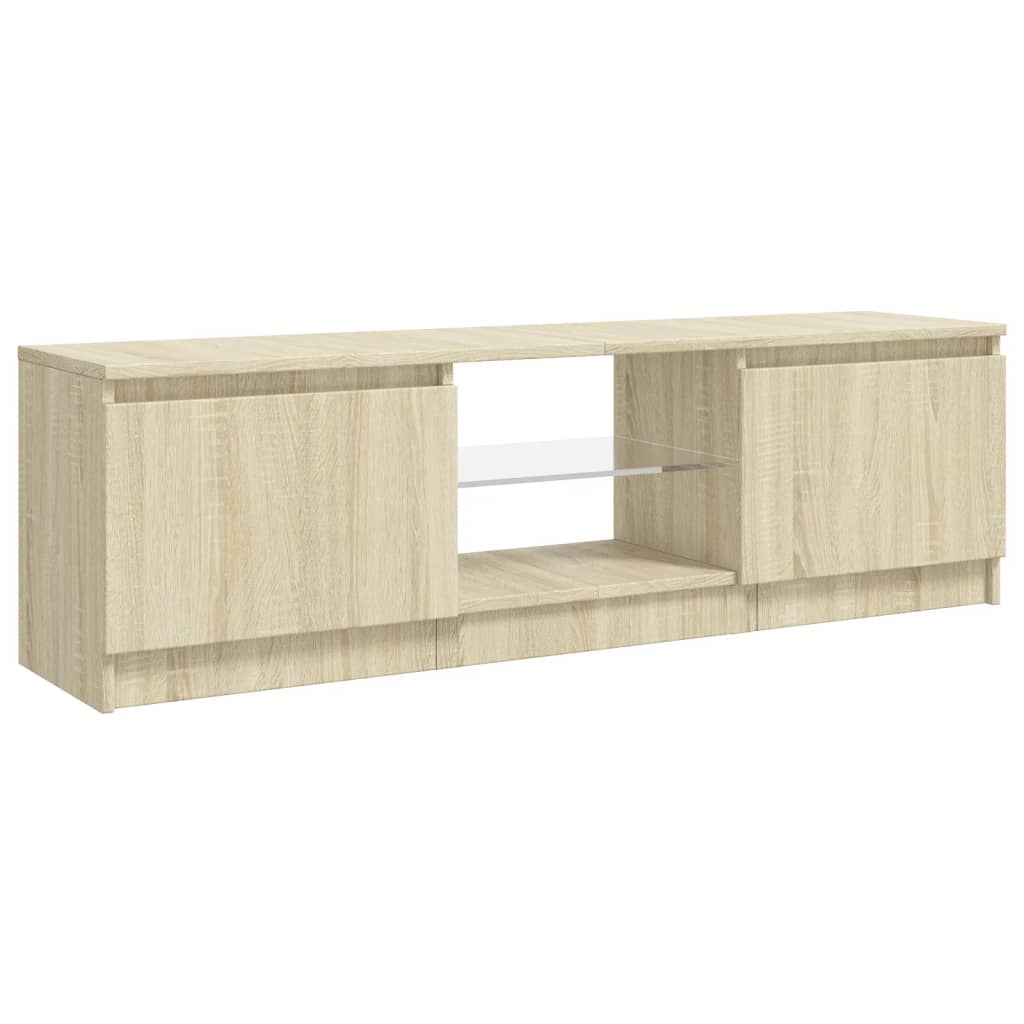 vidaXL Comodă TV cu lumini LED, stejar sonoma, 120x30x36 cm