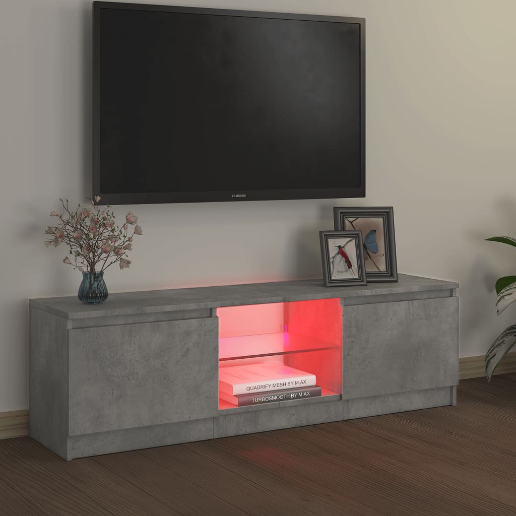 vidaXL Comodă TV cu lumini LED, gri beton, 120x30x36 cm vidaXL Comodă TV cu lumini LED, gri beton, 120x30x36 cm