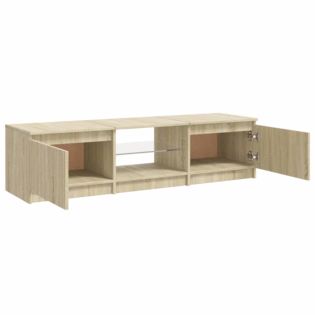 vidaXL Comodă TV cu lumini LED, stejar sonoma, 140x40x36 cm