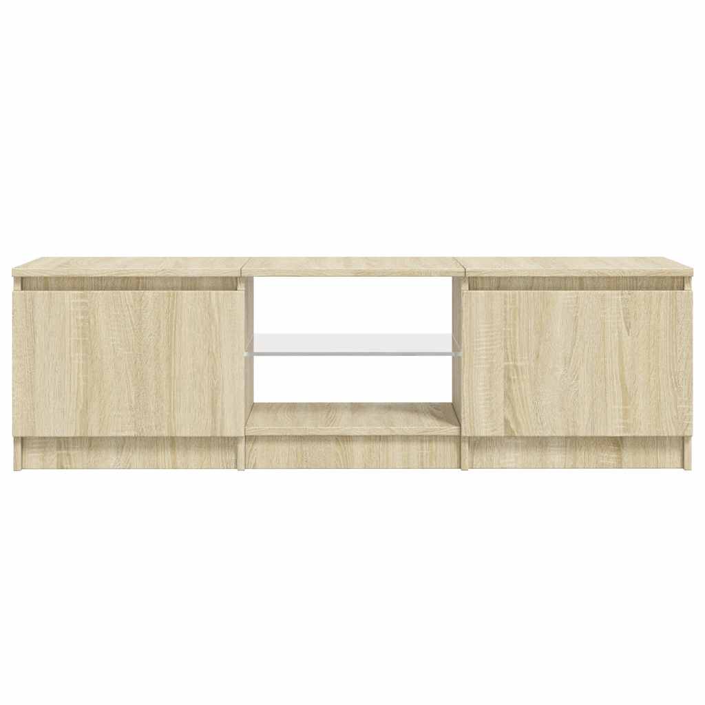 vidaXL Comodă TV cu lumini LED, stejar sonoma, 140x40x36 cm