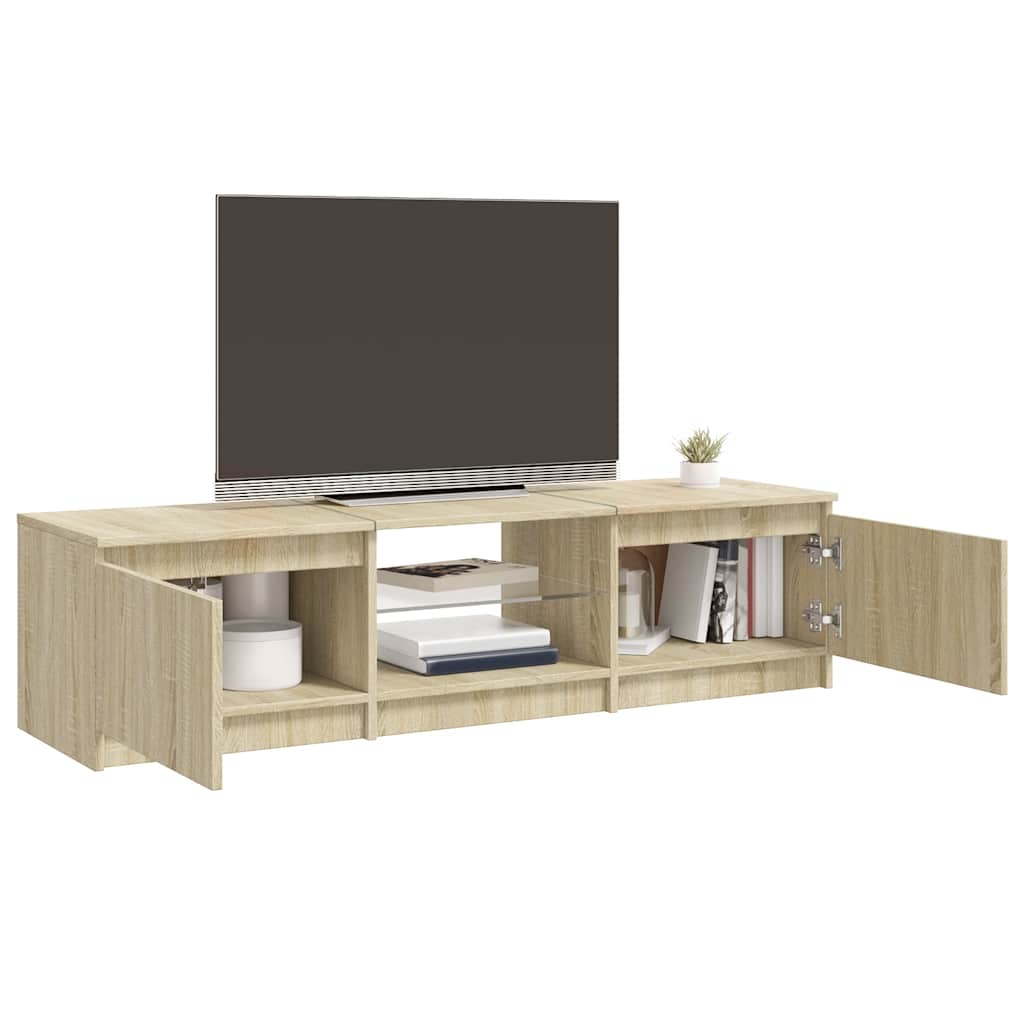 vidaXL Comodă TV cu lumini LED, stejar sonoma, 140x40x36 cm