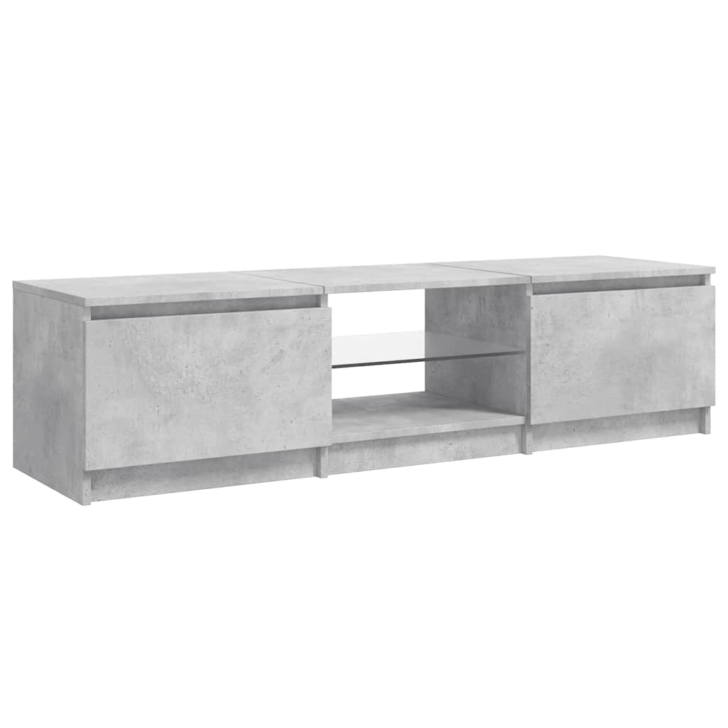 vidaXL Comodă TV cu lumini LED, gri beton, 140x40x36 cm