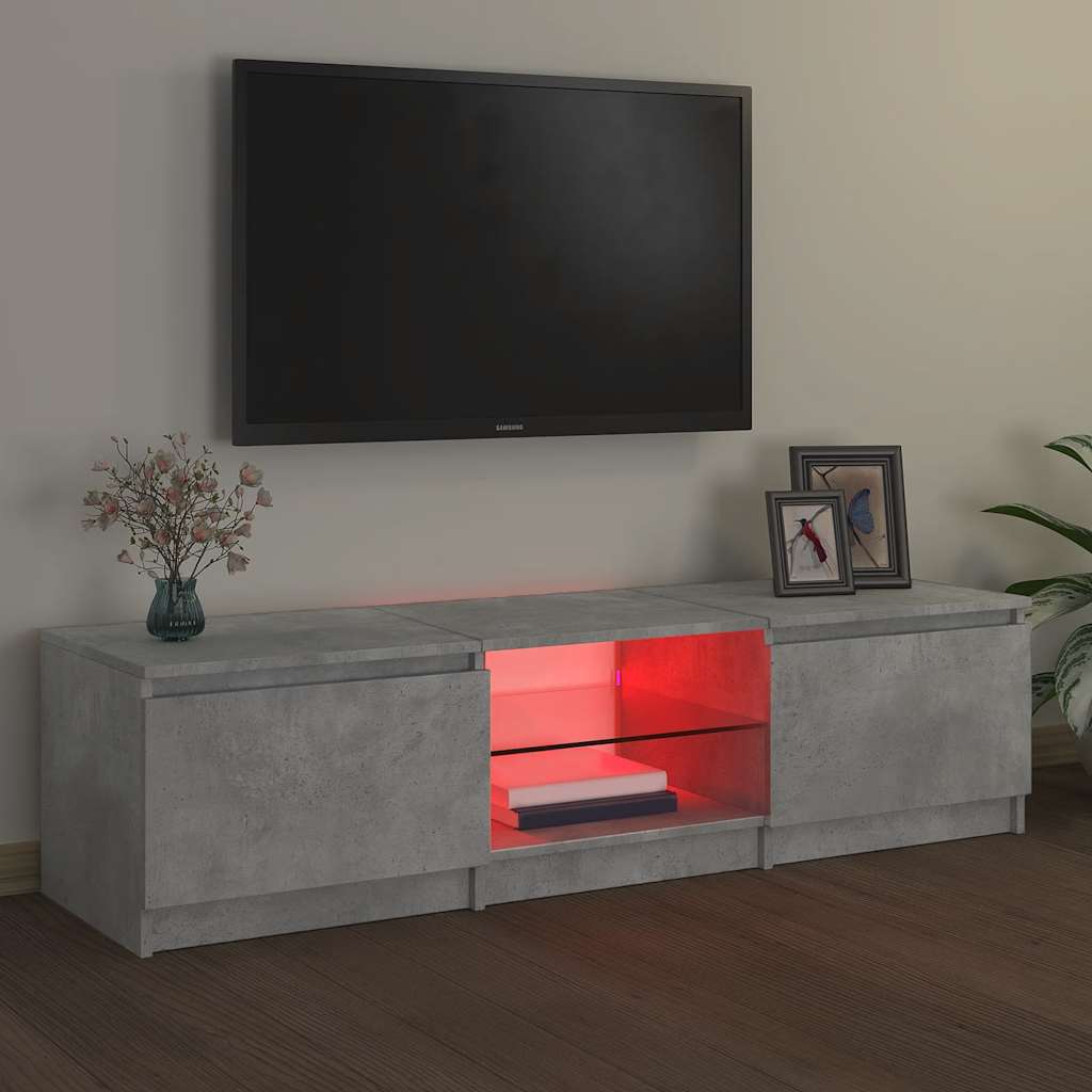 vidaXL Comodă TV cu lumini LED, gri beton, 140x40x36 cm