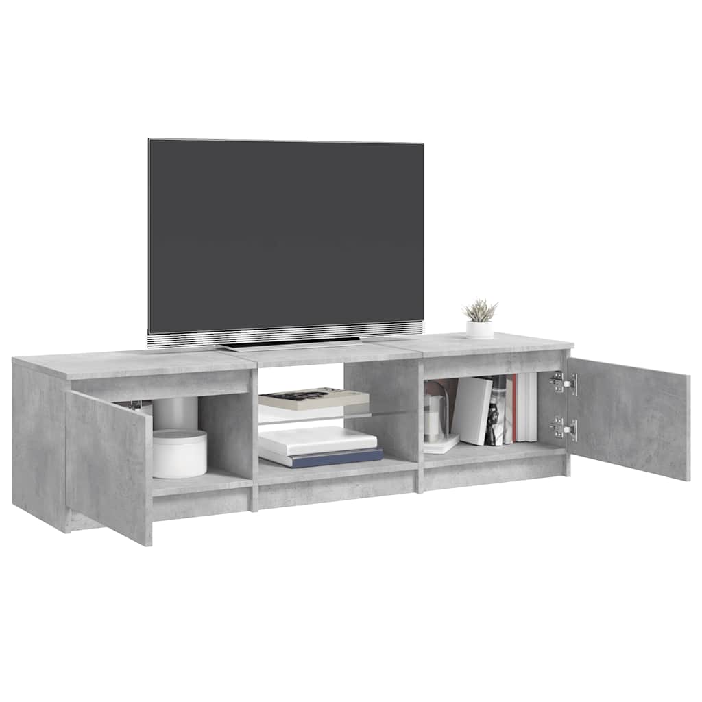 vidaXL Comodă TV cu lumini LED, gri beton, 140x40x36 cm