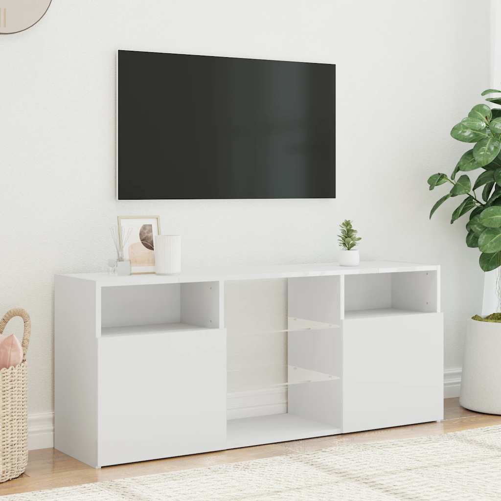 vidaXL Comodă TV cu lumini LED, alb extralucios, 120x30x50 cm